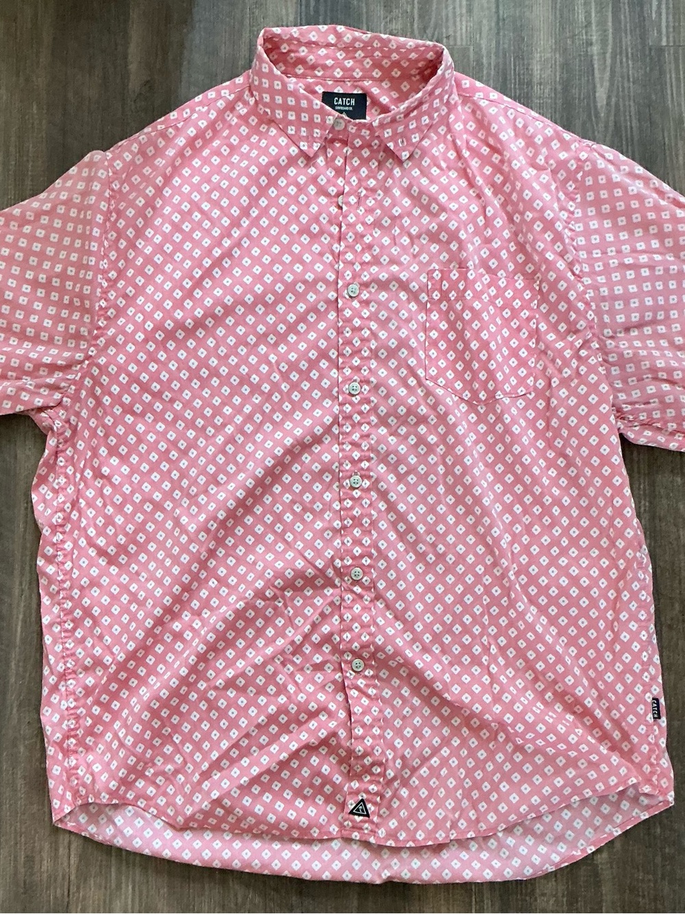 Catch Surfboard Co. Men's Pink Patterned Button-Up Shirt